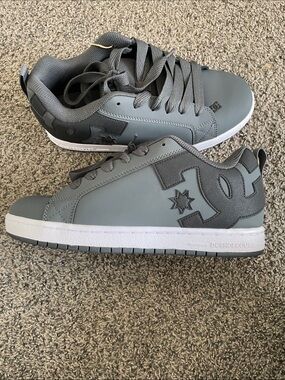 DC men’s Gray and Black Low-Top Skate Sneakers